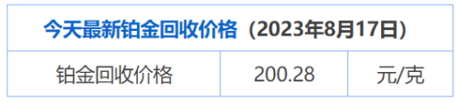 8月17日 今日铂金回收多少钱一克 最新铂金回收价格查询