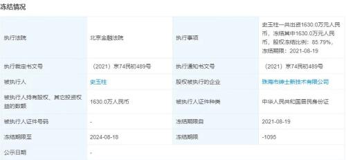 “巨人”史玉柱 又出事了！超1亿元股权被冻结