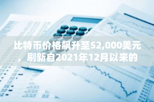 比特币价格飙升至52,000美元，刷新自2021年12月以来的新高纪录