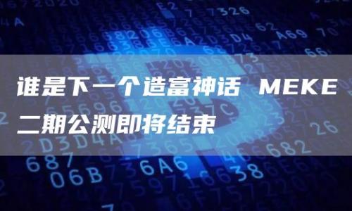 谁是下一个造富神话 MEKE二期公测即将结束