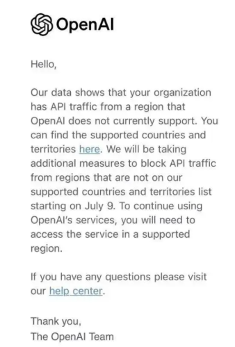 OpenAI服务限令引争议，开发者账户面临封锁